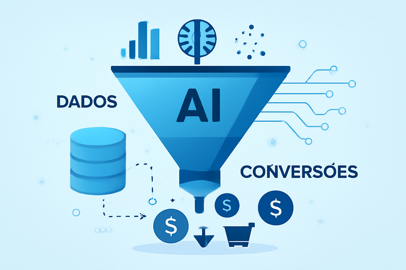 Ilustracao de funil de vendas com IA