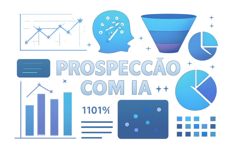 Ilustracao conceitual de IA aplicada a prospeccao no funil de vendas